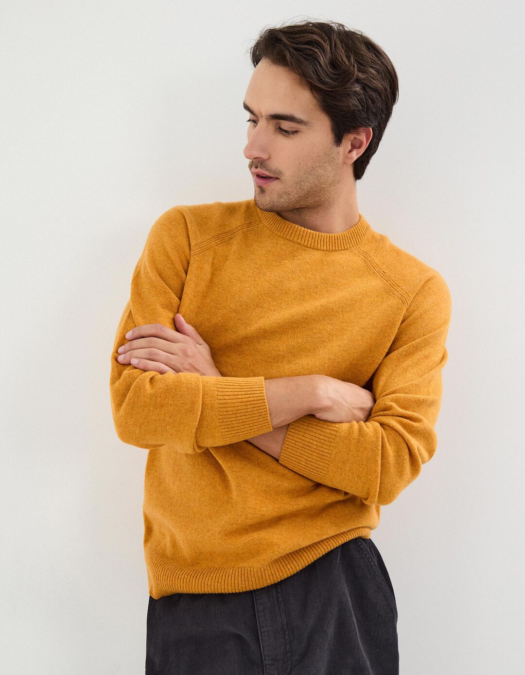 Camisola de Malha, Homem, Amarelo Escuro