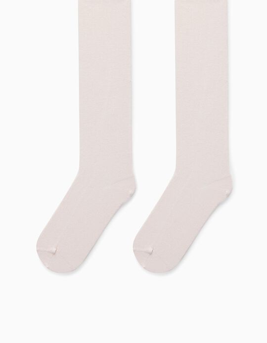 Knit Resistant Tights for Girls, Pink