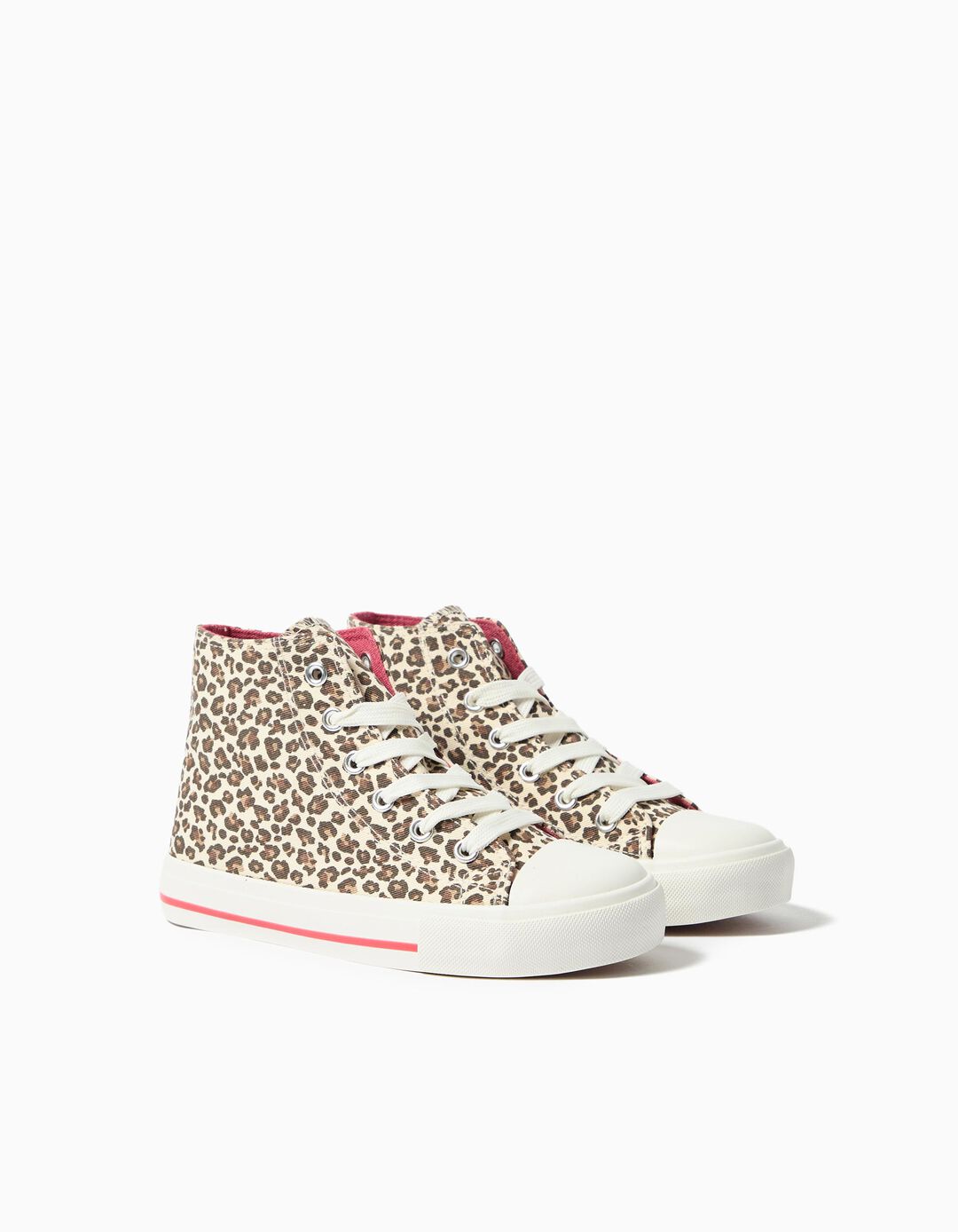 Sapatilhas em Tela High Top, Menina, Bege Claro