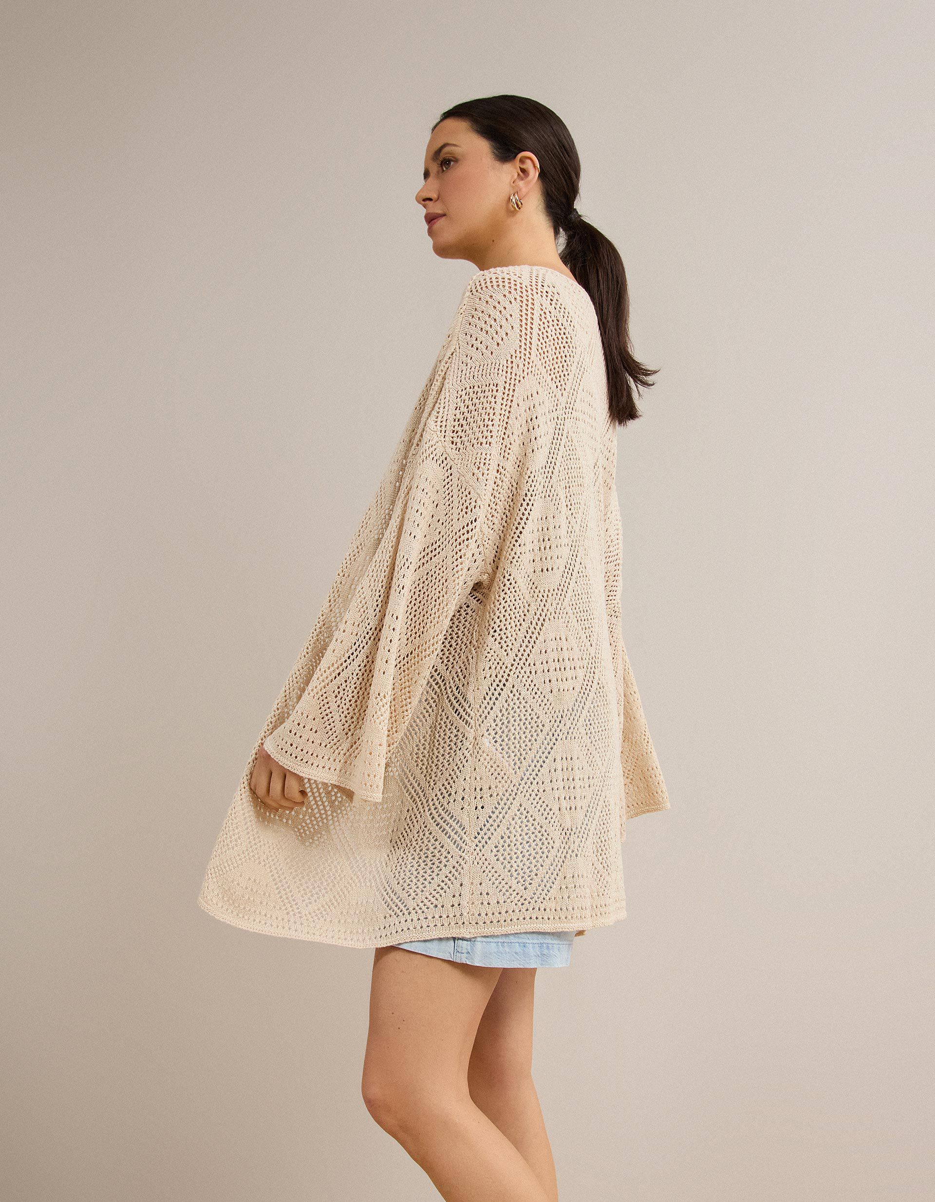 Comprar Online Casaco Kimono, Mulher, Bege Claro
