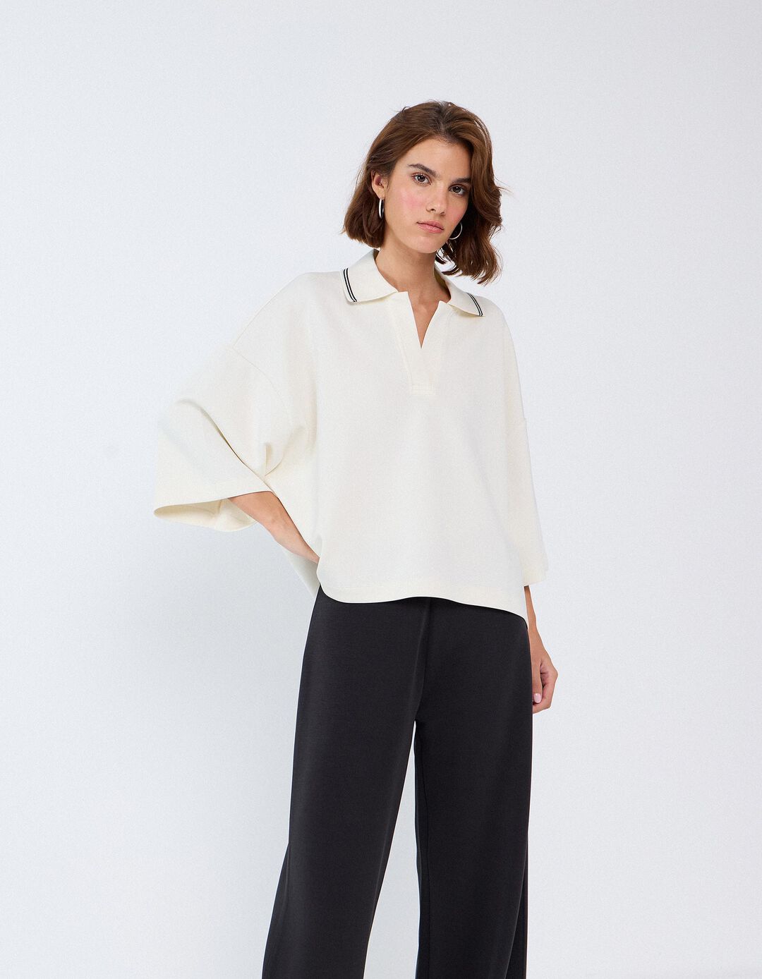 Polo Interlock, Mulher, Bege Claro