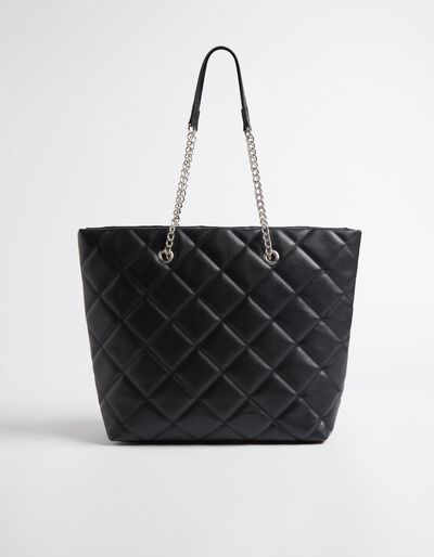 Padded Shopper Bag, Women, Black