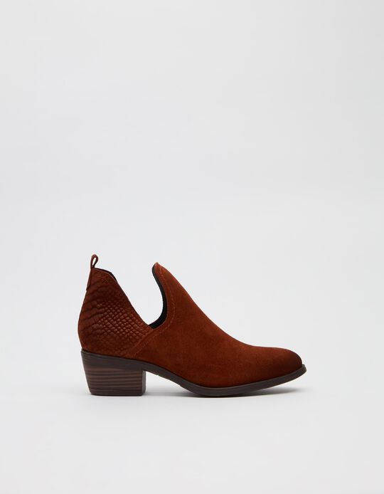 Suede Ankle Boots, Women, Brown