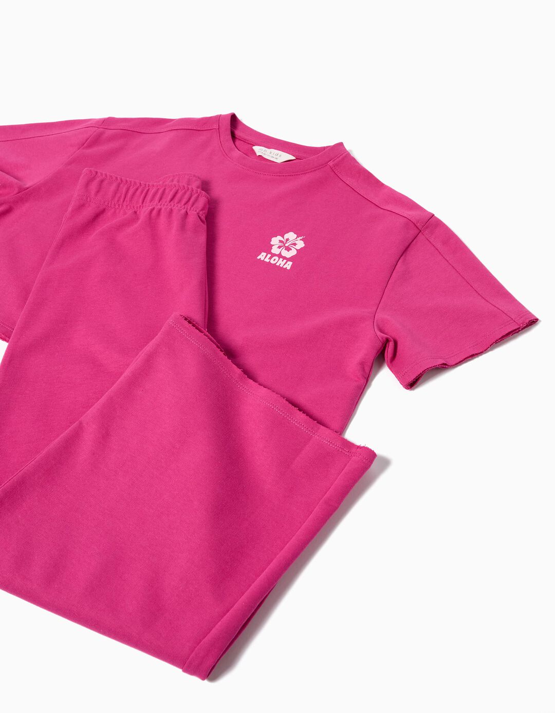 Conjunto de T-shirt e Calças, Menina, Rosa Escuro 