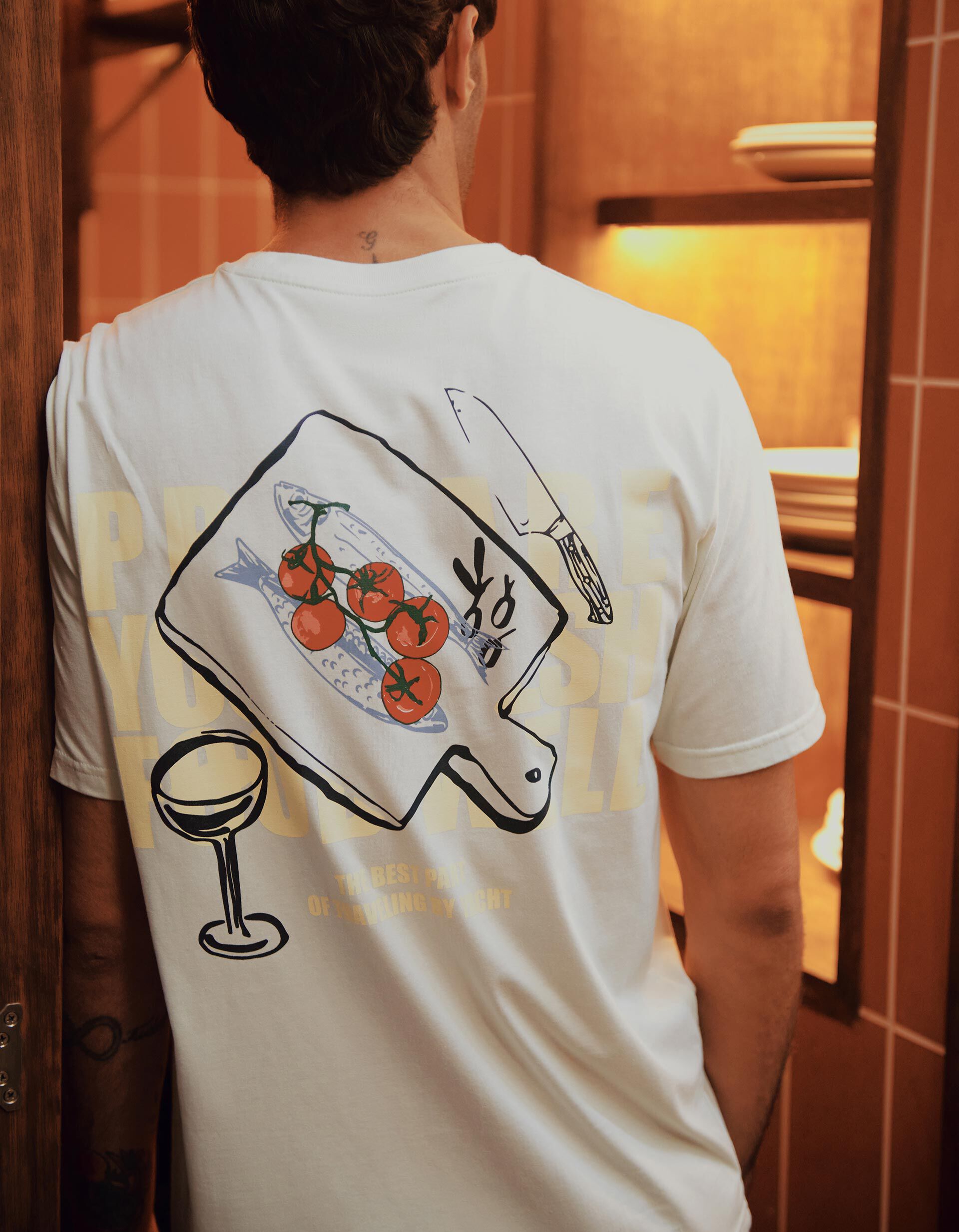 Comprar Online T-shirt Estampada, Homem, Verde &Aacute;gua