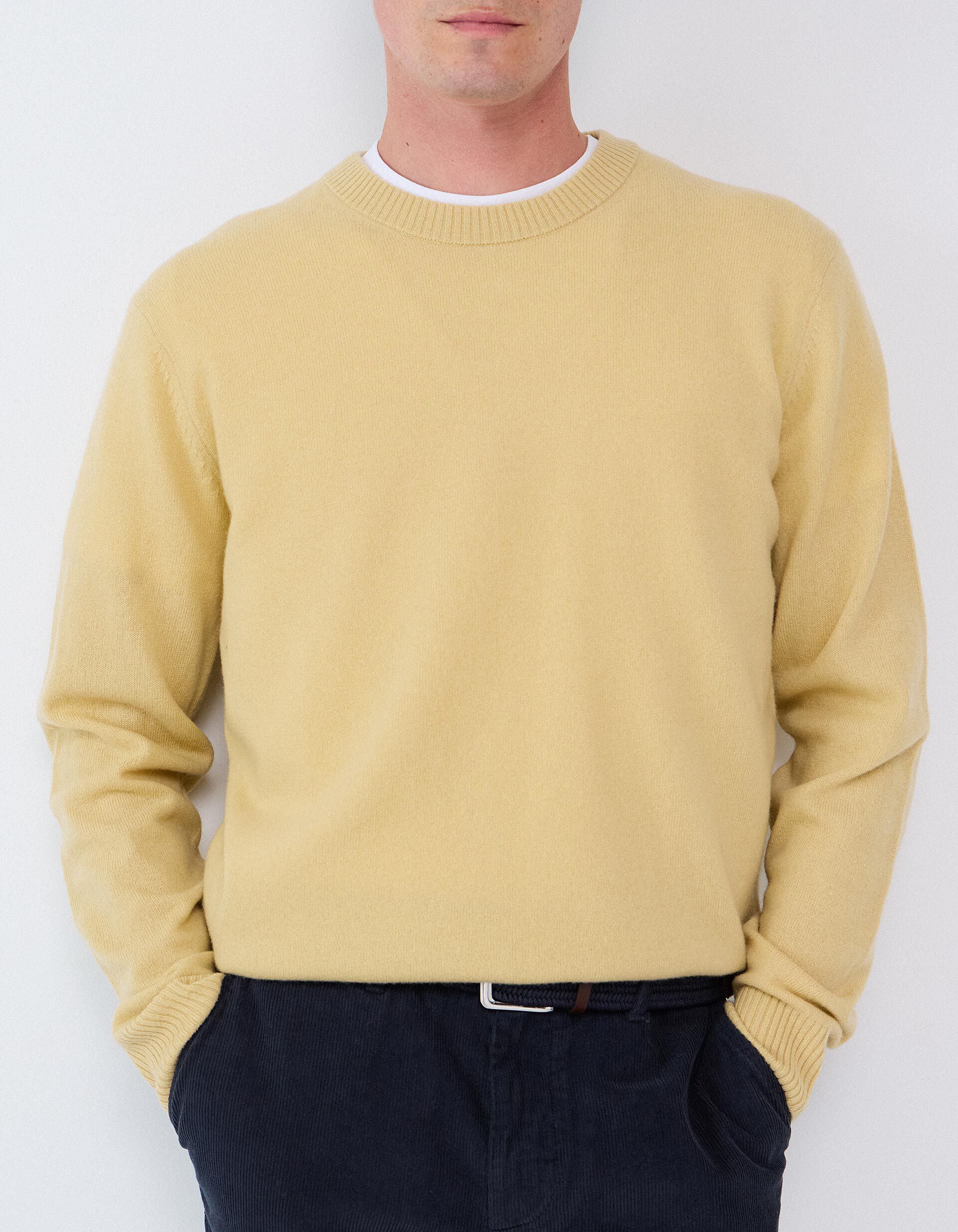 Comprar Online Camisola Com Mistura De L&atilde;, Homem, Amarelo