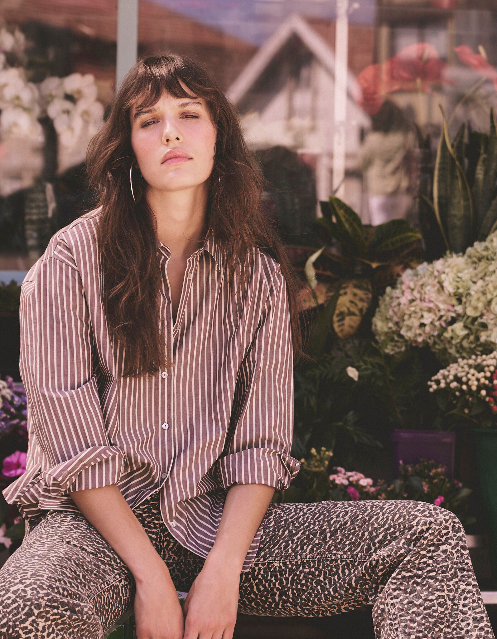 Comprar Online Camisa Oversize Em Popelina, Mulher, Castanho
