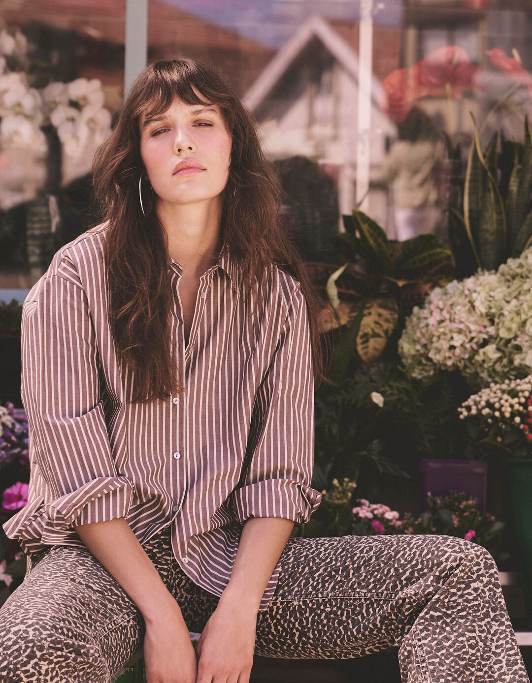 Camisa Oversize Em Popelina, Mulher, Castanho