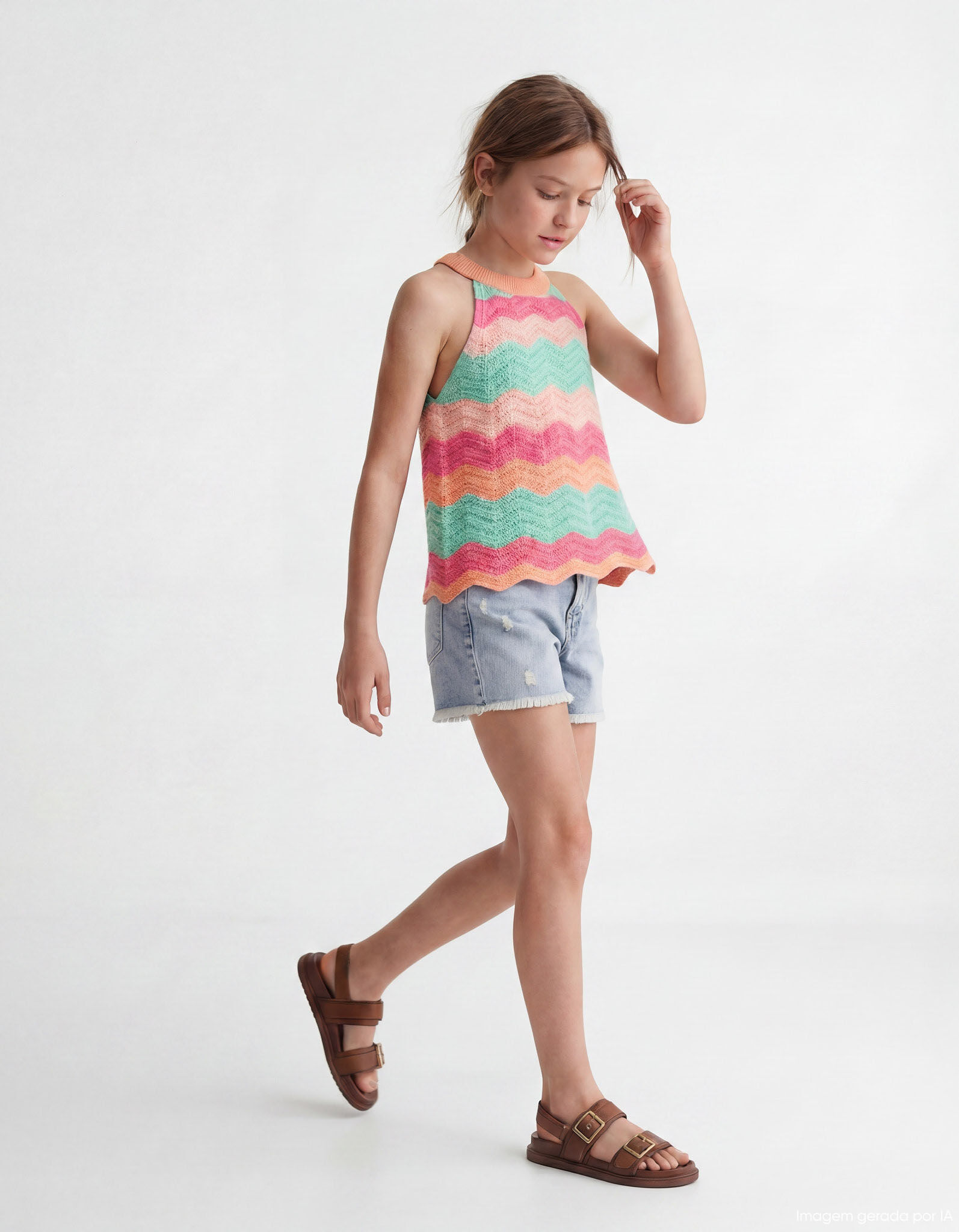 Comprar Online Top Crochet, Menina, Laranja Claro