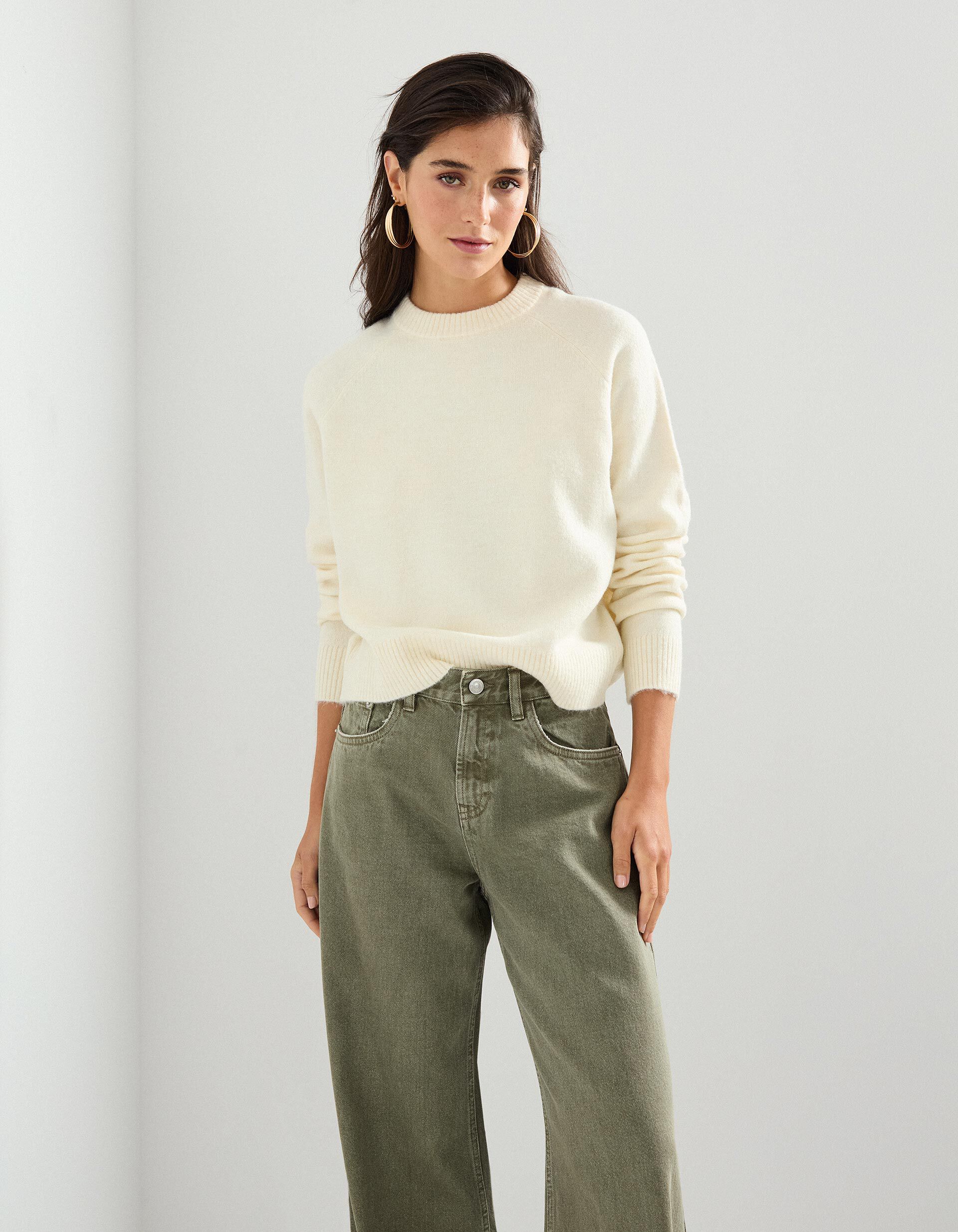 Comprar Online Camisola de Malha, Mulher, Bege Claro