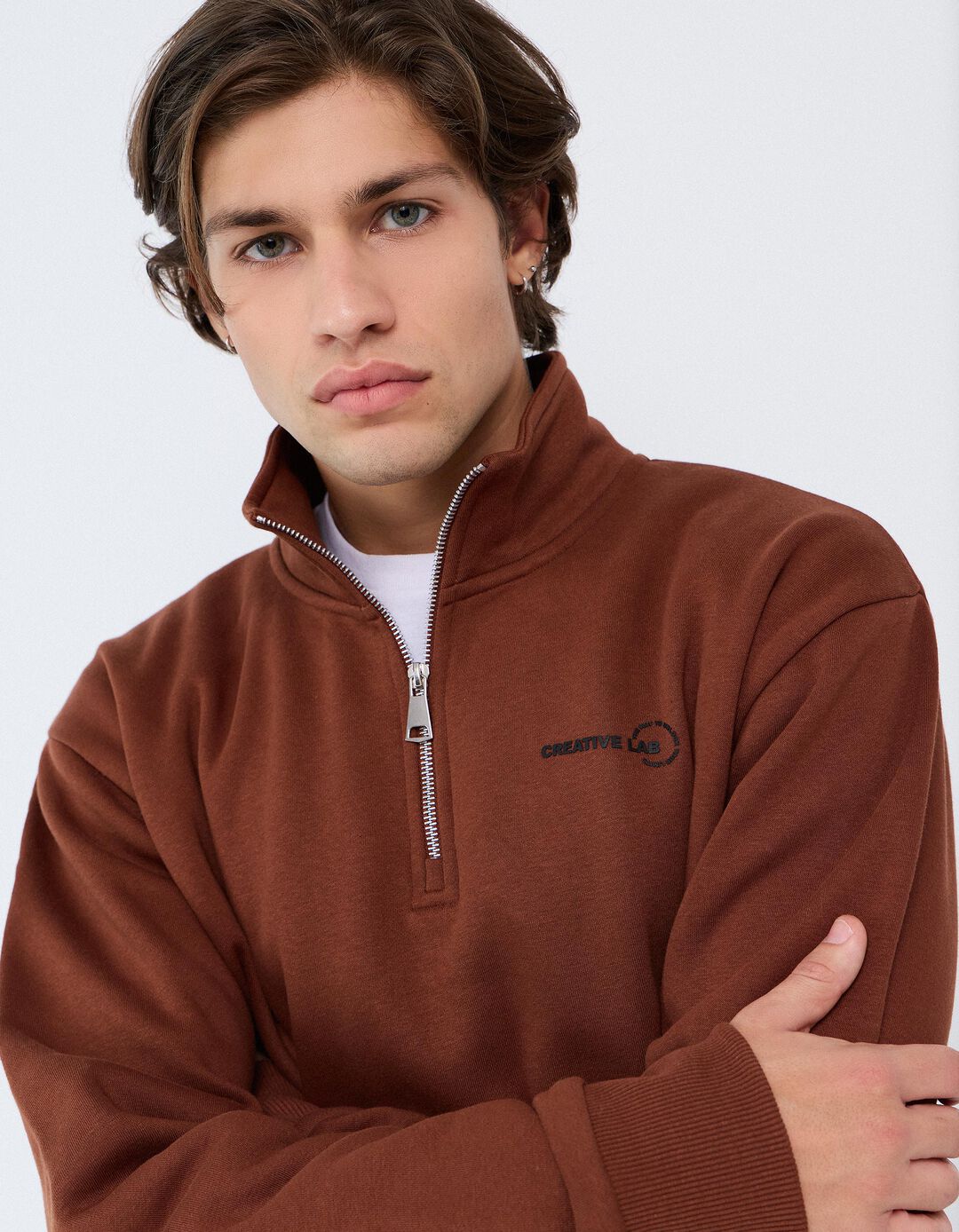 Camisola Com Gola, Homem, Castanho
