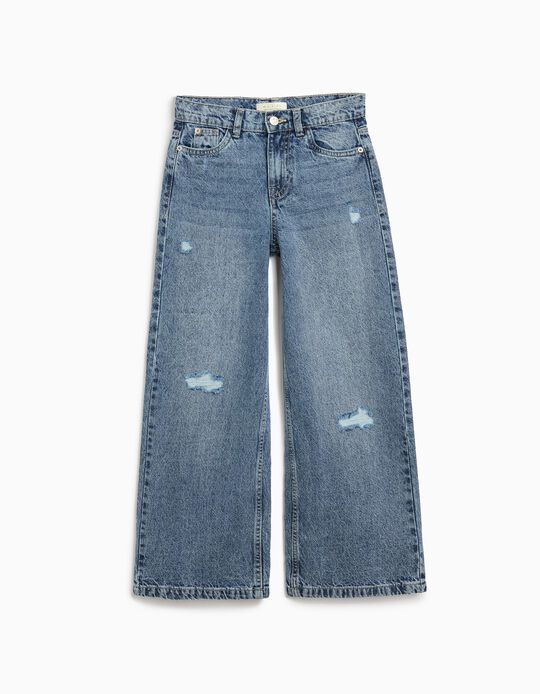 Comprar Online Calças de Ganga Wide Leg, Menina, Azul Claro 