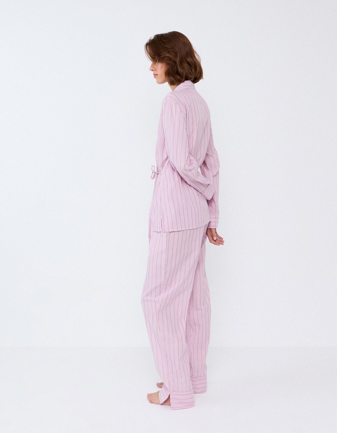 Pijama Camiseiro &Agrave;s Riscas, Mulher, Rosa Claro
