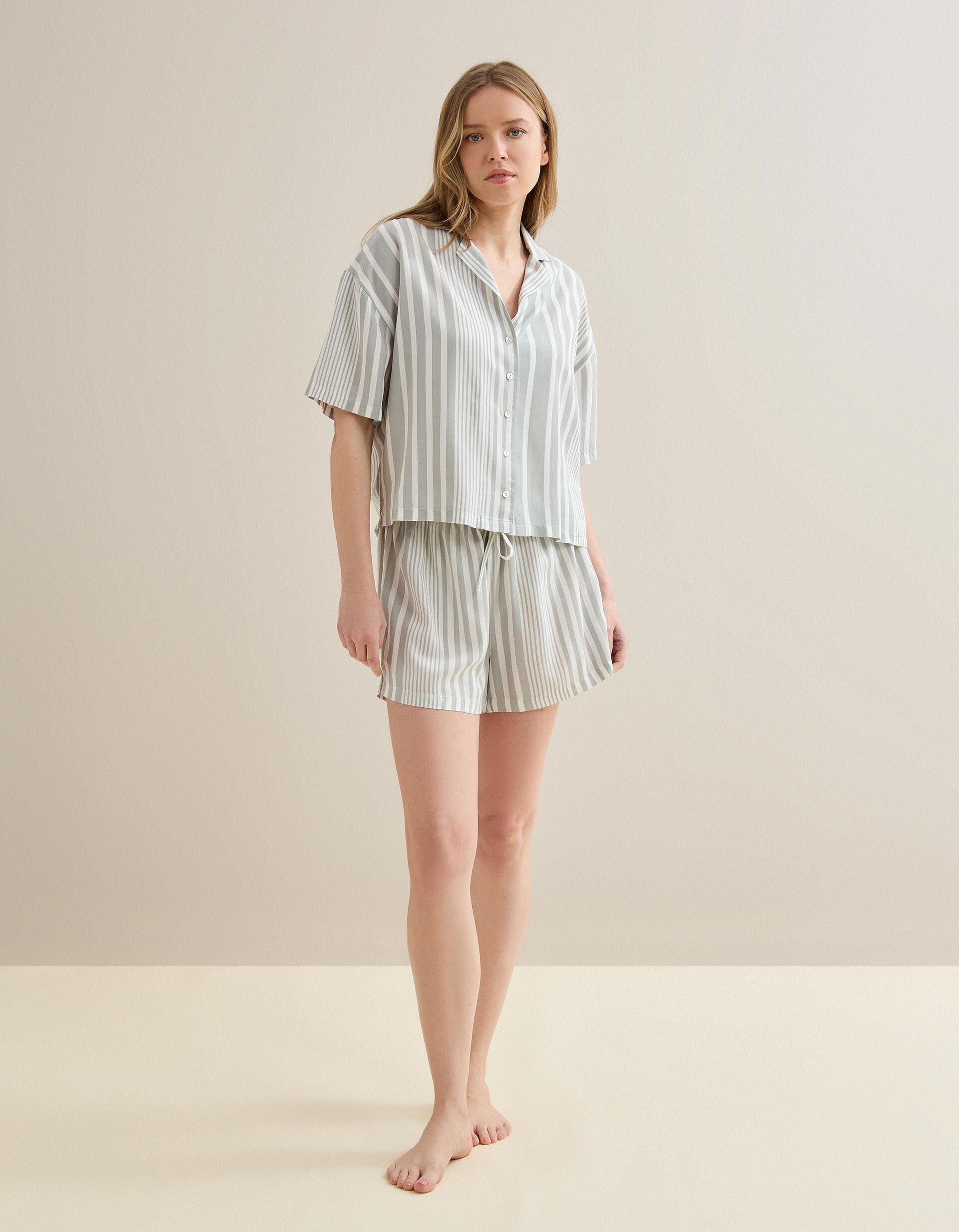 Comprar Online Pijama Riscas, Mulher, Cinzento Claro