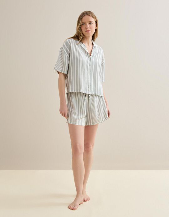 Comprar Online Pijama Riscas, Mulher, Cinzento Claro