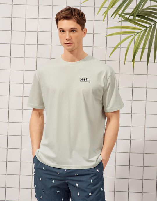 Comprar Online T-shirt Estampada, Homem, Verde &Aacute;gua