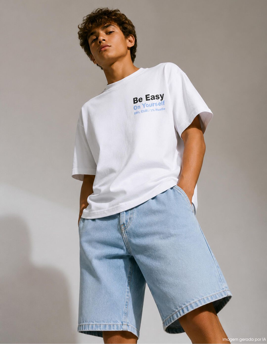 T-shirt Estampada, Menino, Cru