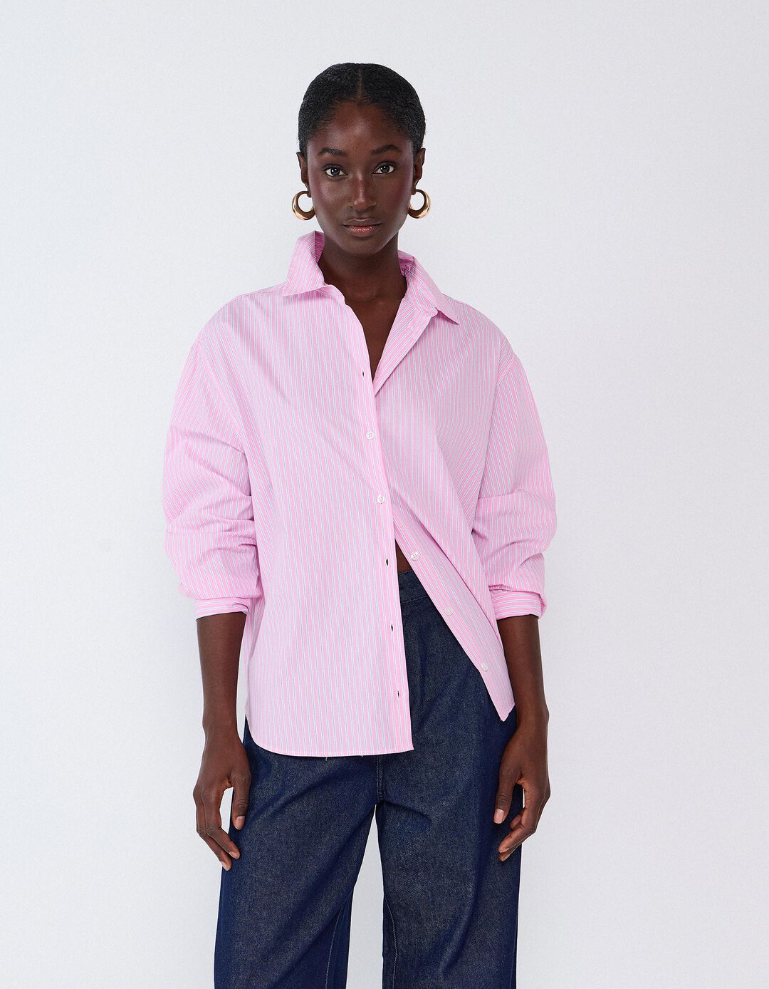 Camisa De Popelina, Mulher, Rosa