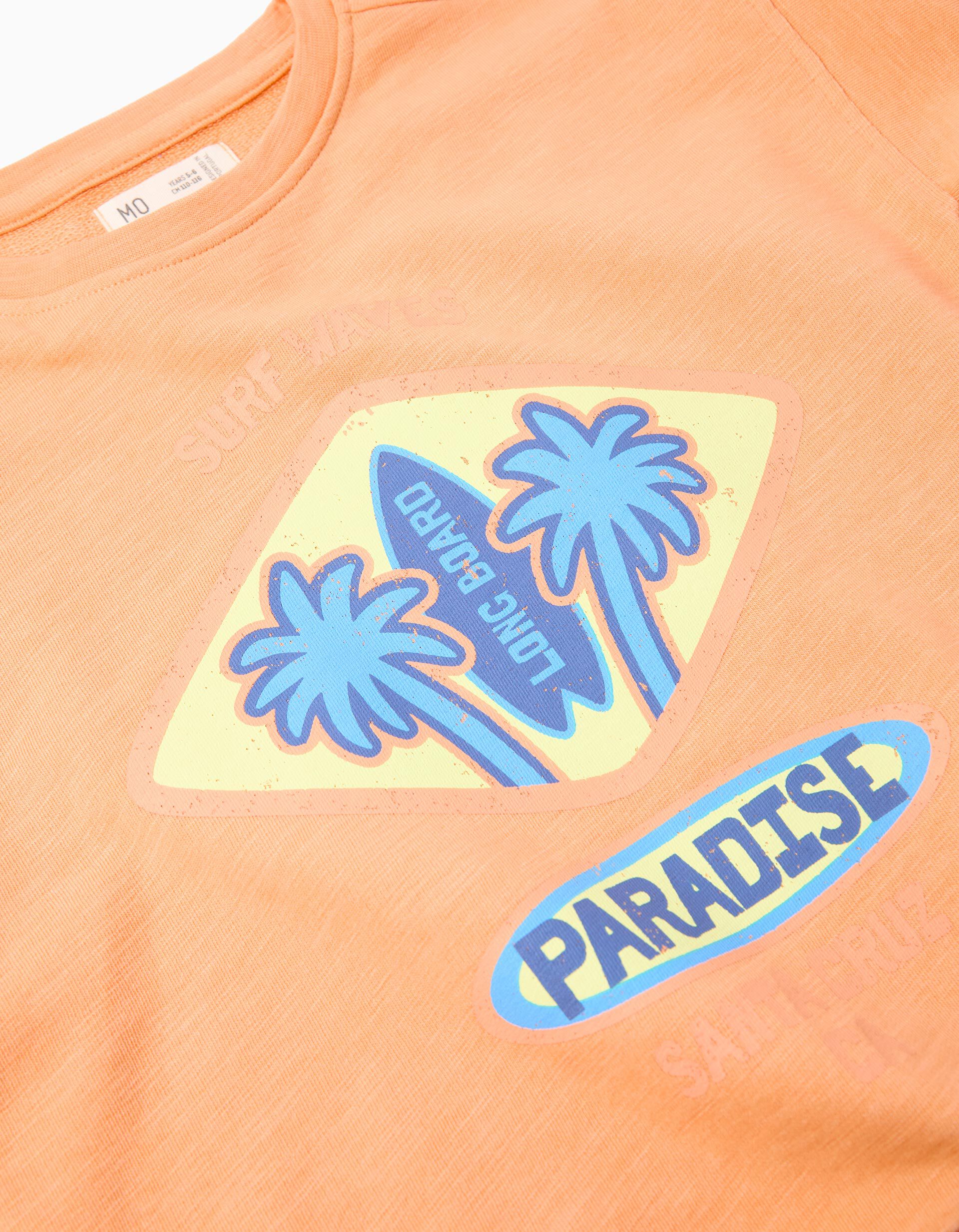 Comprar Online Sweatshirt Estampada, Menino, Laranja Claro