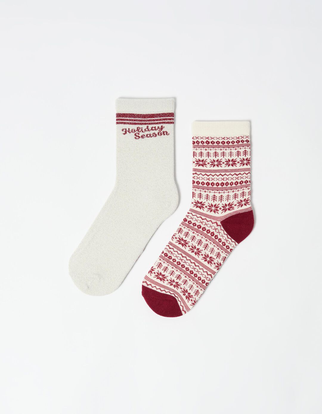 Pack 2 Meias de Natal, Mulher, Vermelho Escuro 
