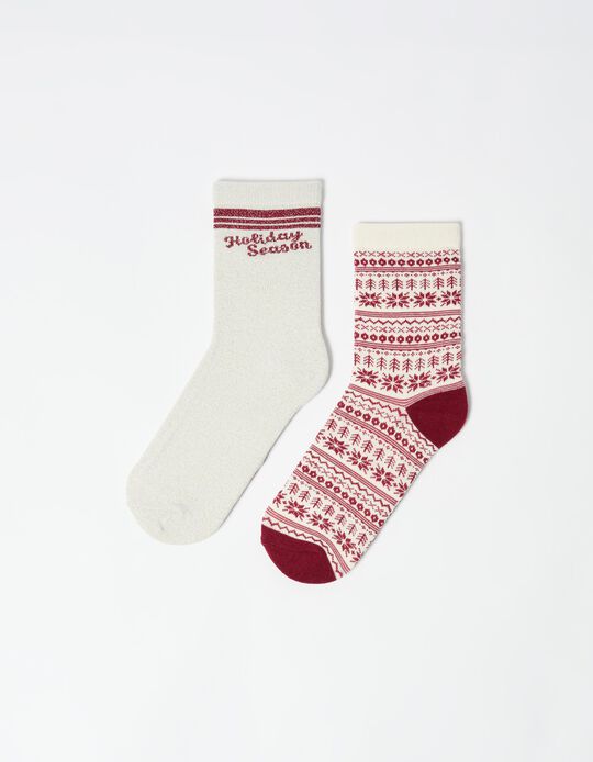 Comprar Online Pack 2 Meias de Natal, Mulher, Vermelho Escuro 