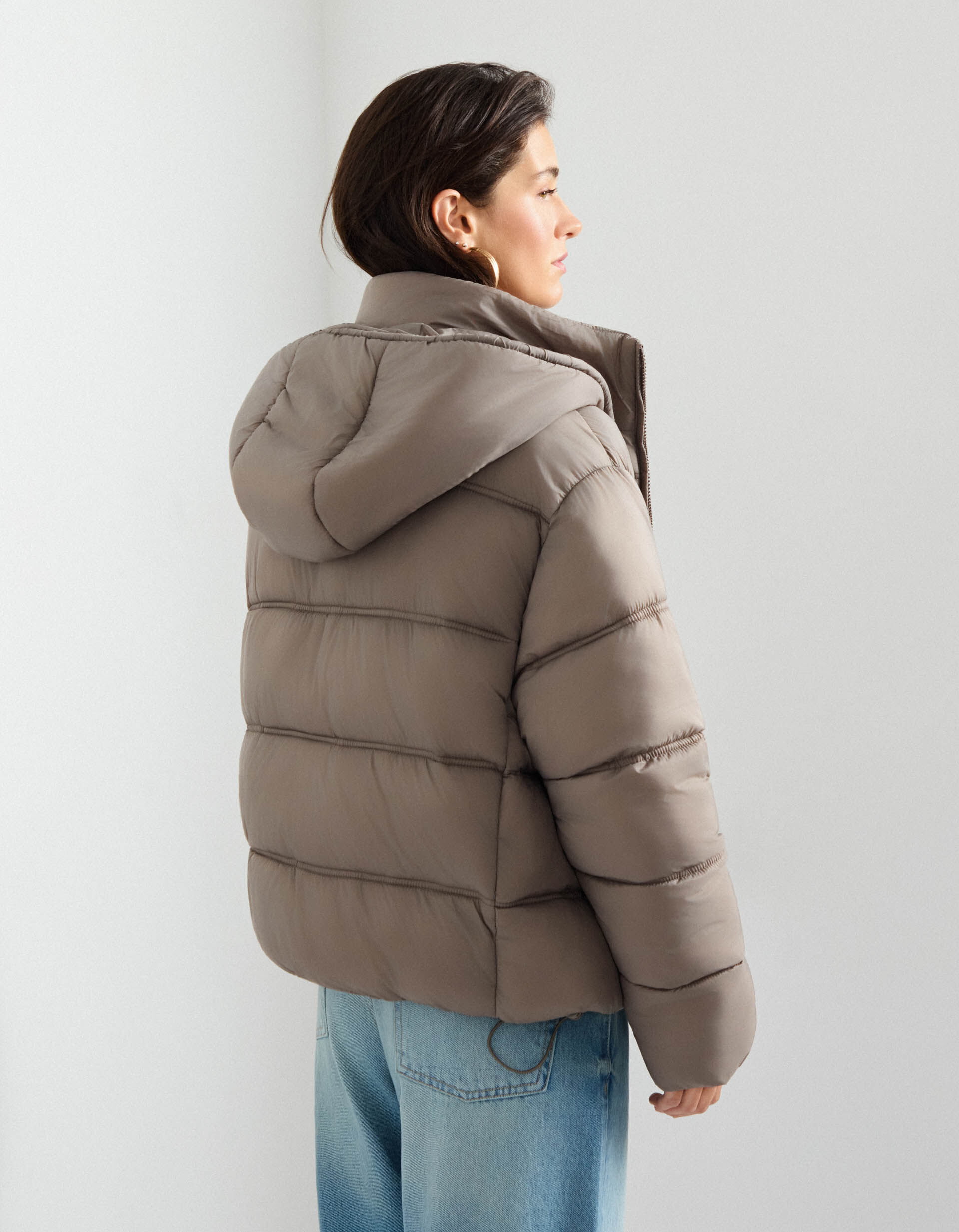 Comprar Online Casaco Acolchoado com Capuz, Mulher, Castanho