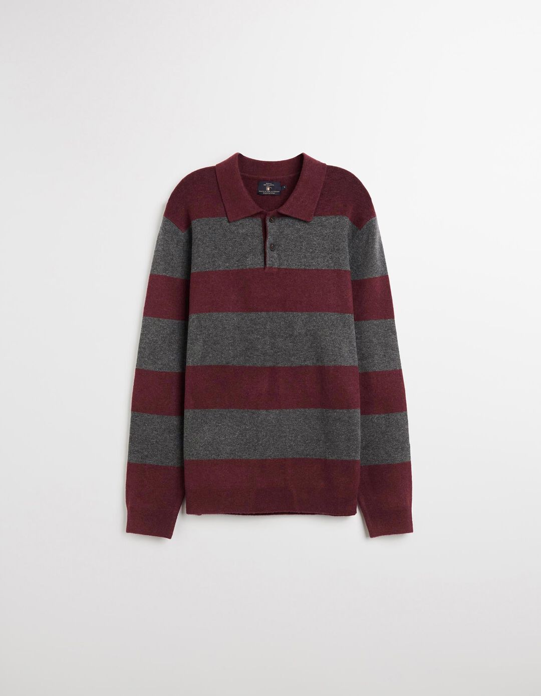 Polo de Malha às Riscas, Homem, Vermelho Escuro