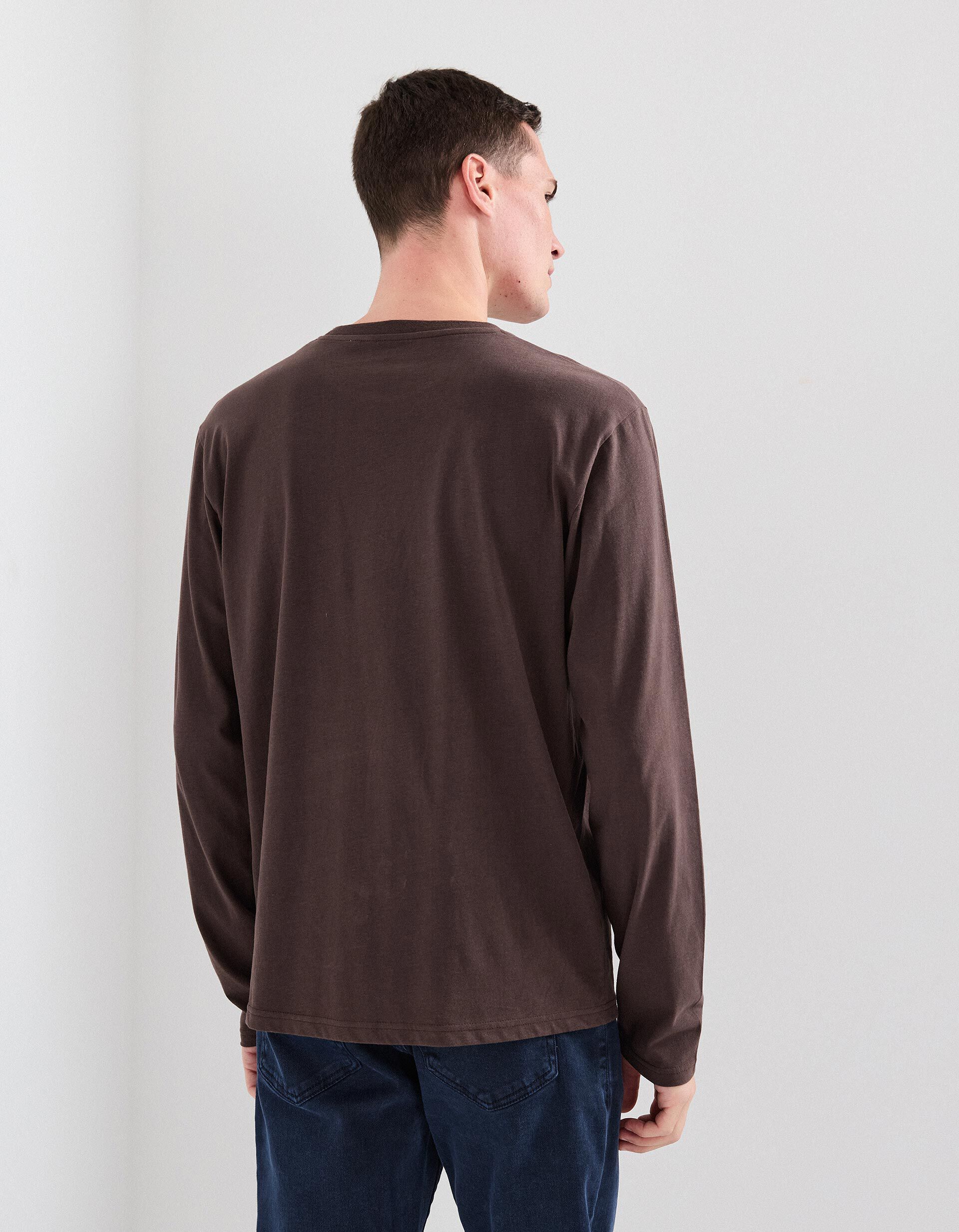 Comprar Online T-shirt Manga Comprida, Homem, Castanho Escuro