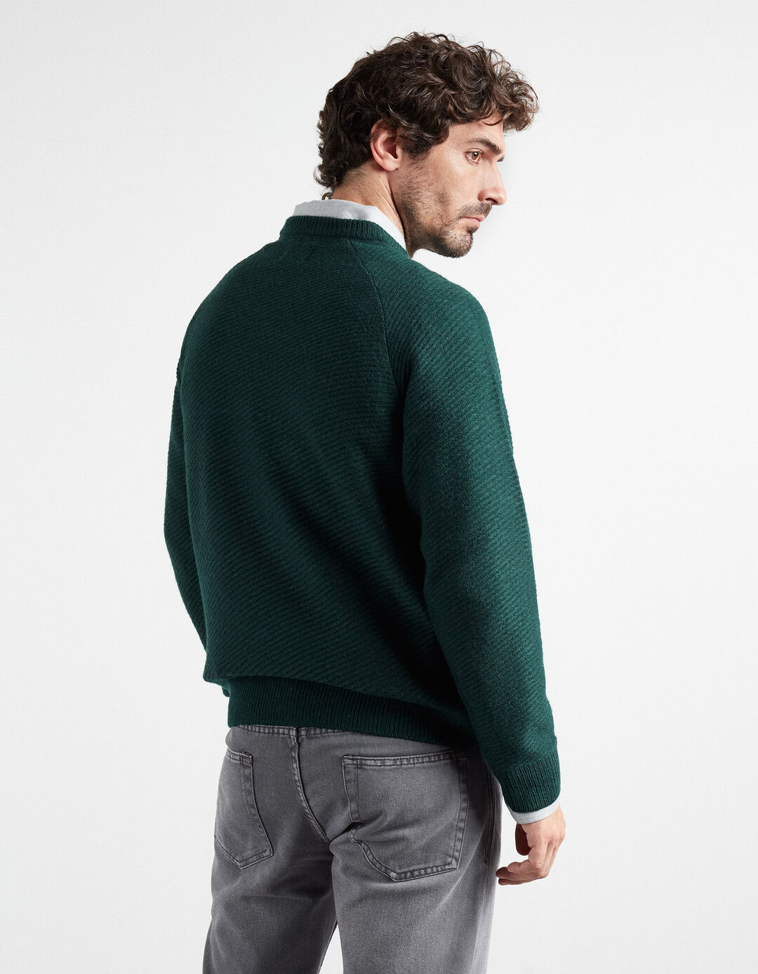 Wool Blend Sweater, Men, Green