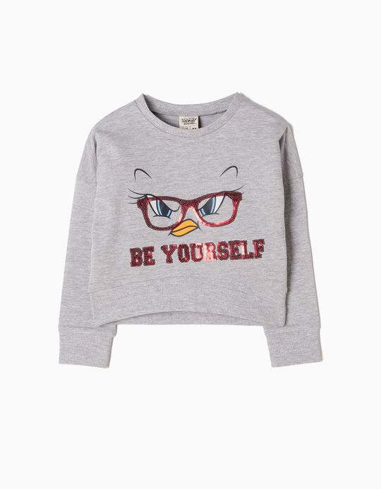 Grey Short Sweatshirt, Tweety