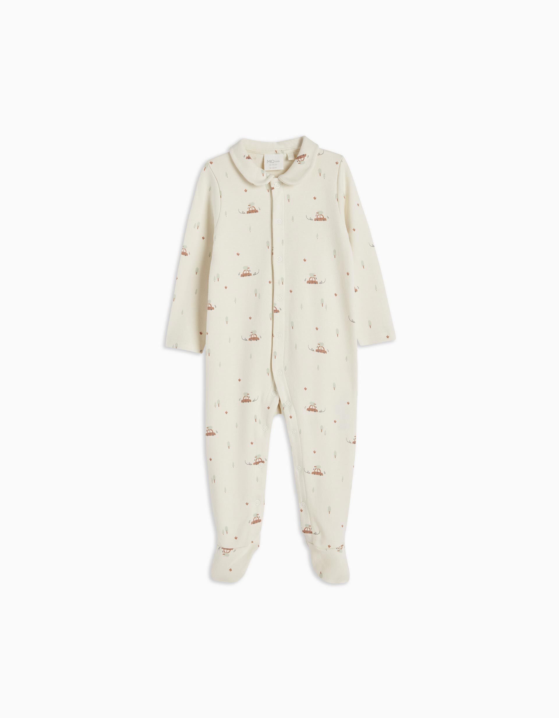 Printed Babygrow, Baby Boy, Beige