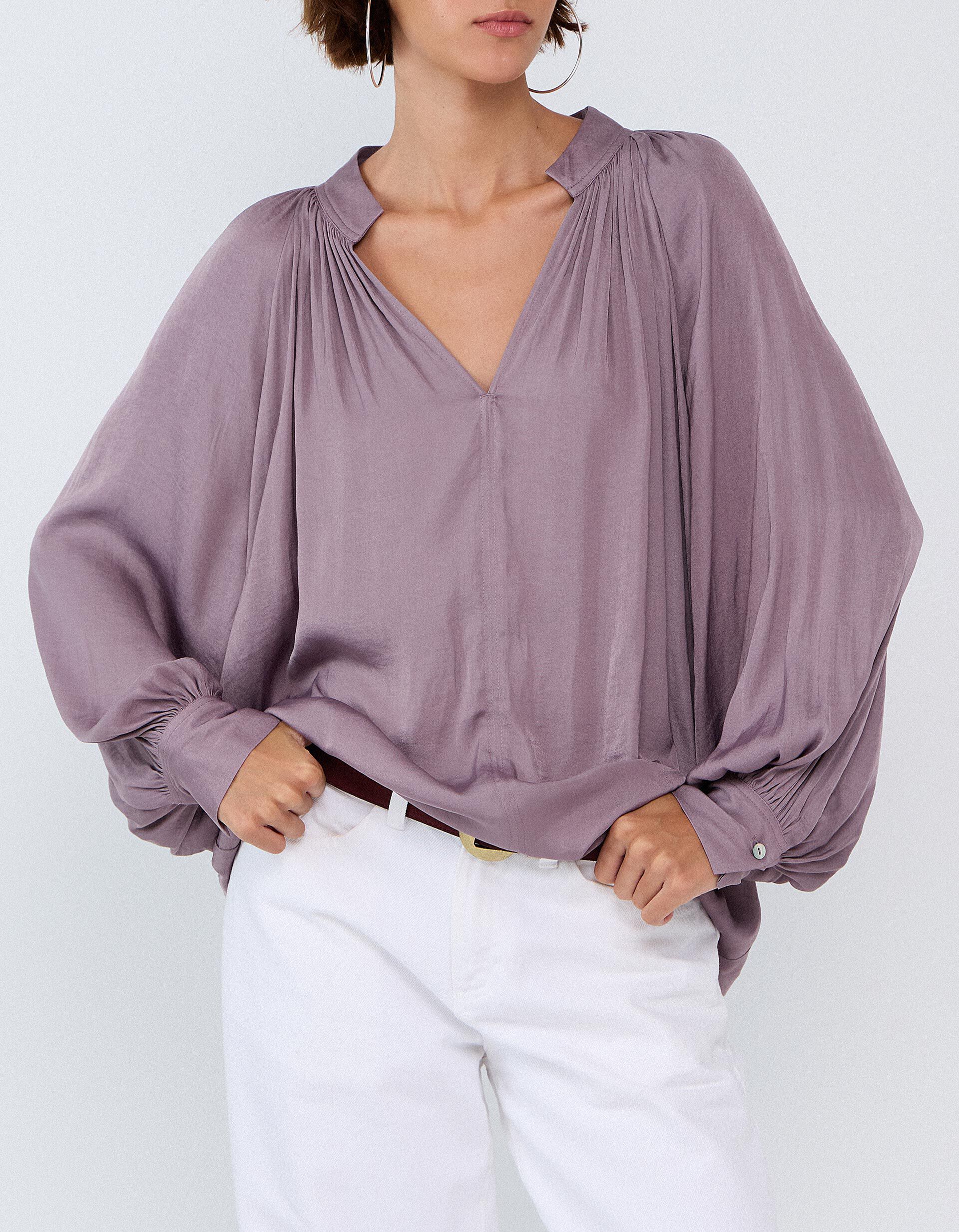 Comprar Online Blusa Com Mangas Bal&atilde;o, Mulher, Roxo Claro