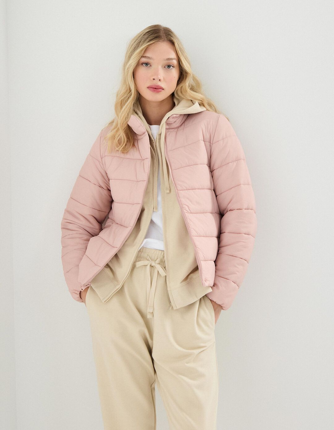 Casaco Acolchoado, Mulher, Rosa Claro