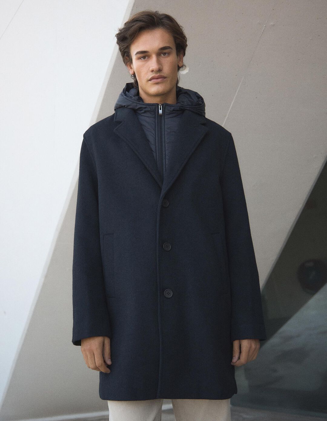 Sobretudo com Capuz, Homem, Azul Escuro