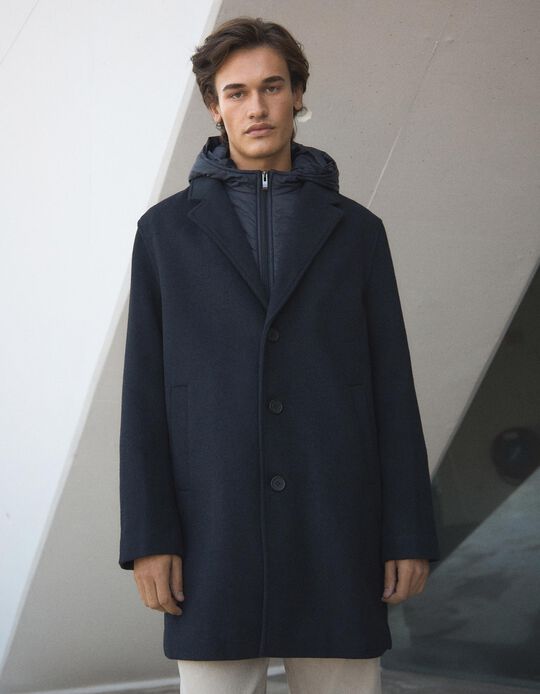 Comprar Online Sobretudo com Capuz, Homem, Azul Escuro