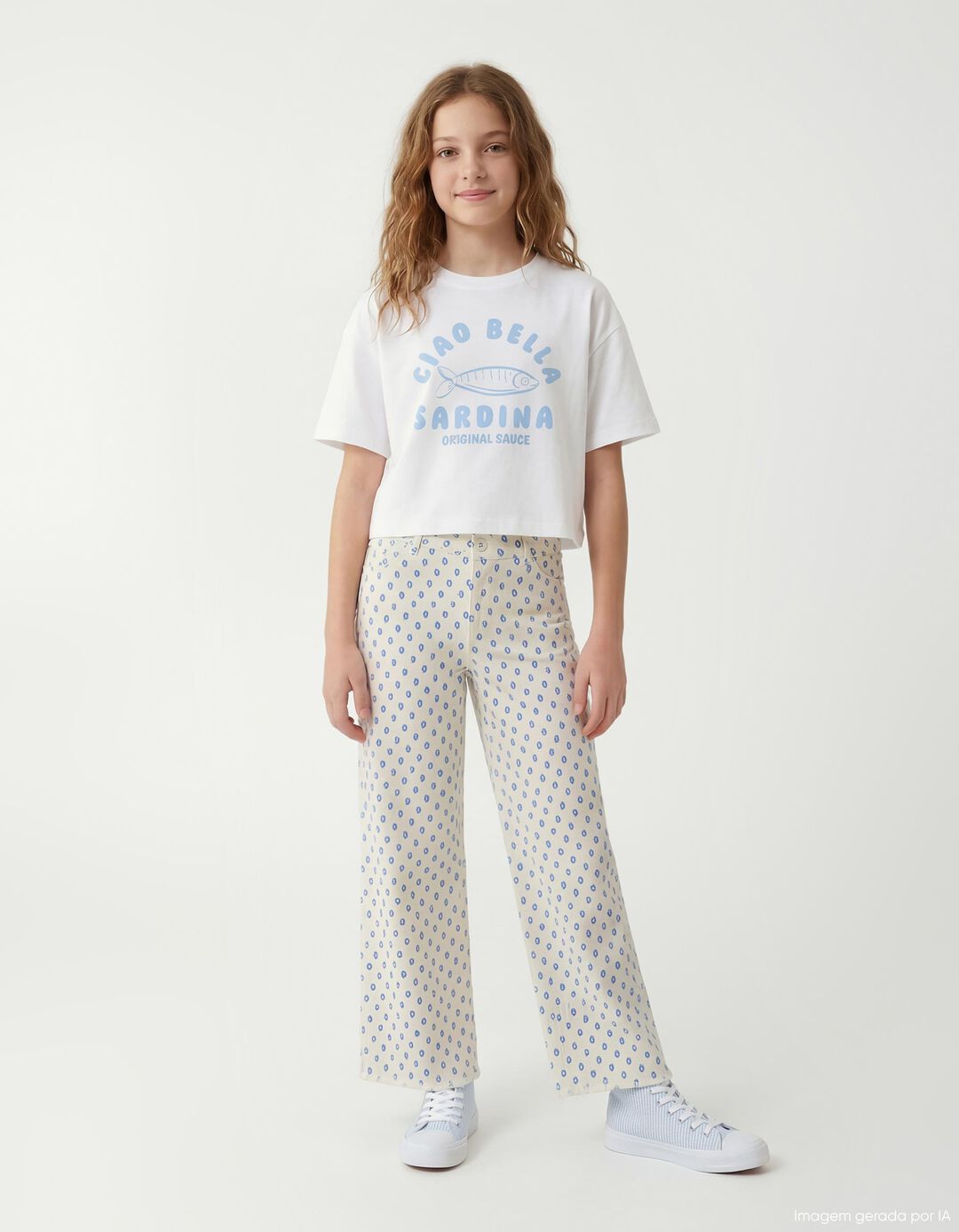 T-shirt Estampada, Menina, Branco