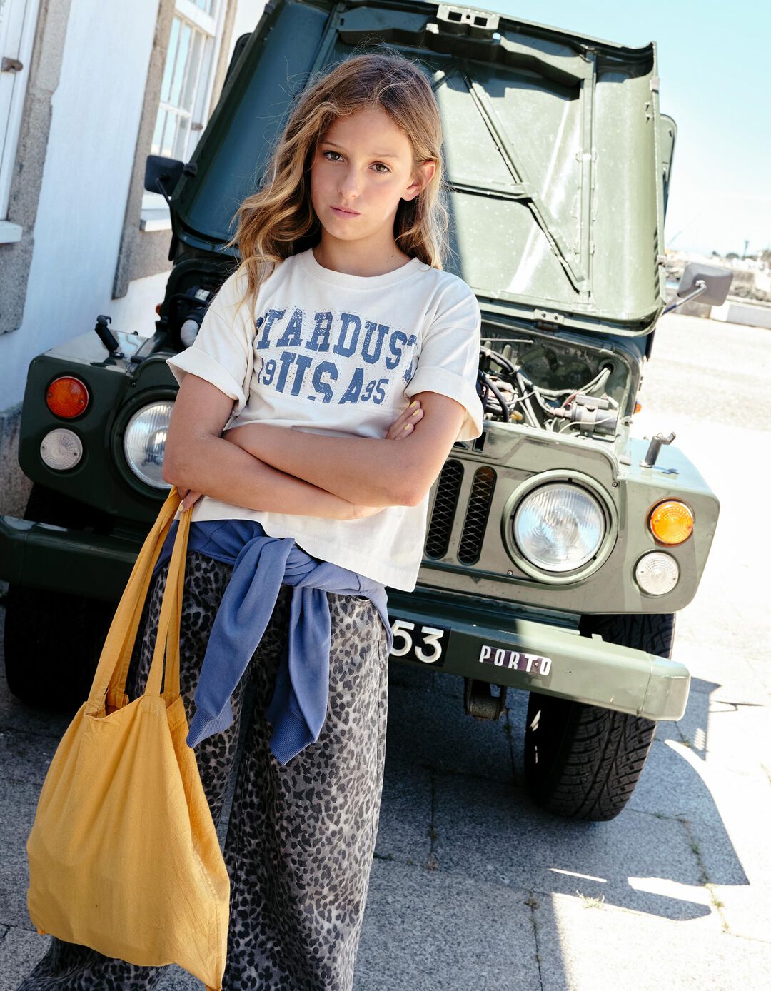 T-shirt Estampada, Menina, Amarelo Claro