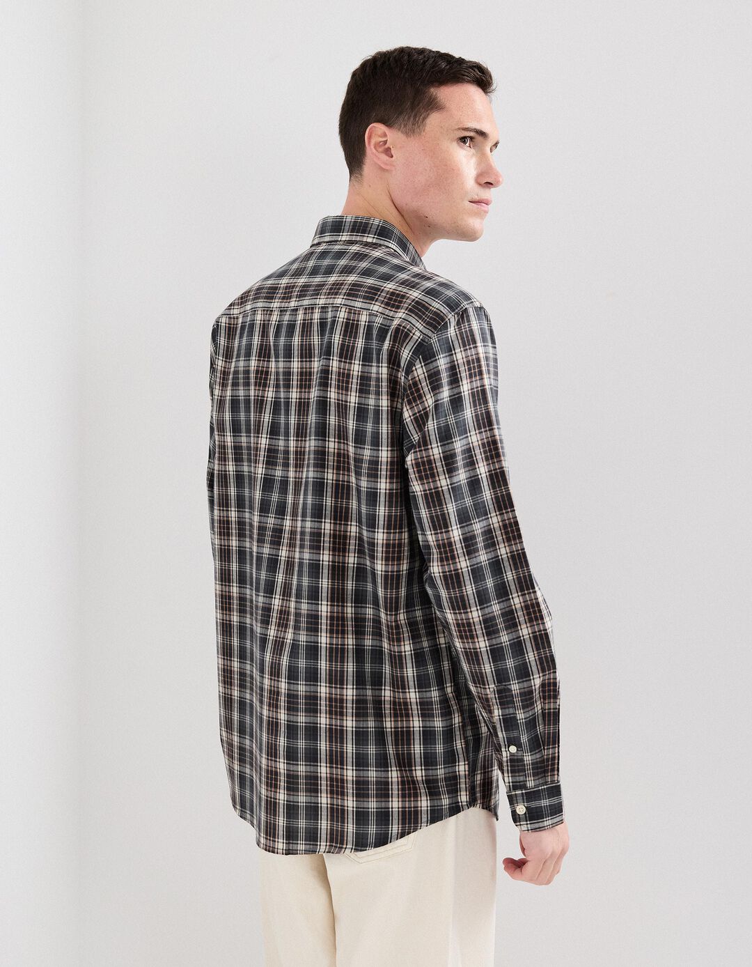 Camisa de Xadrez, Homem, Castanho Escuro