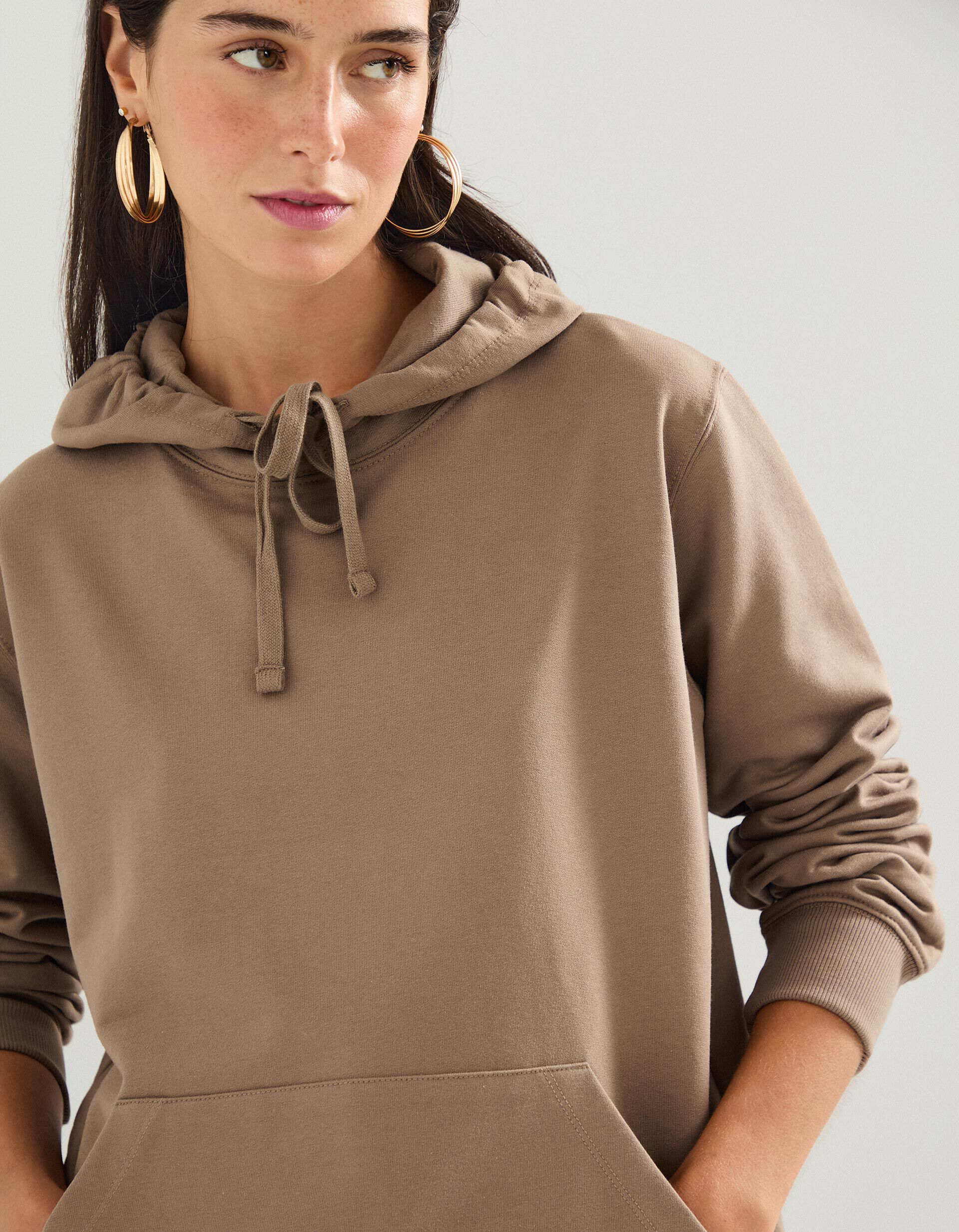 Comprar Online Sweatshirt com Capuz, Mulher, Bege Escuro