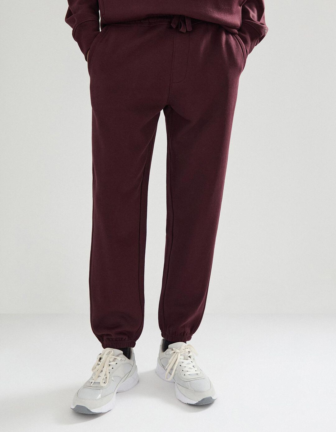 Calças Jogging de Felpa, Homem, Vermelho Escuro 