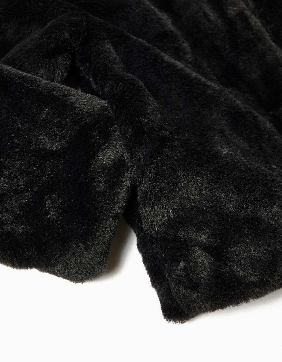 Casaco de Pelo Sintético, Menina, Preto