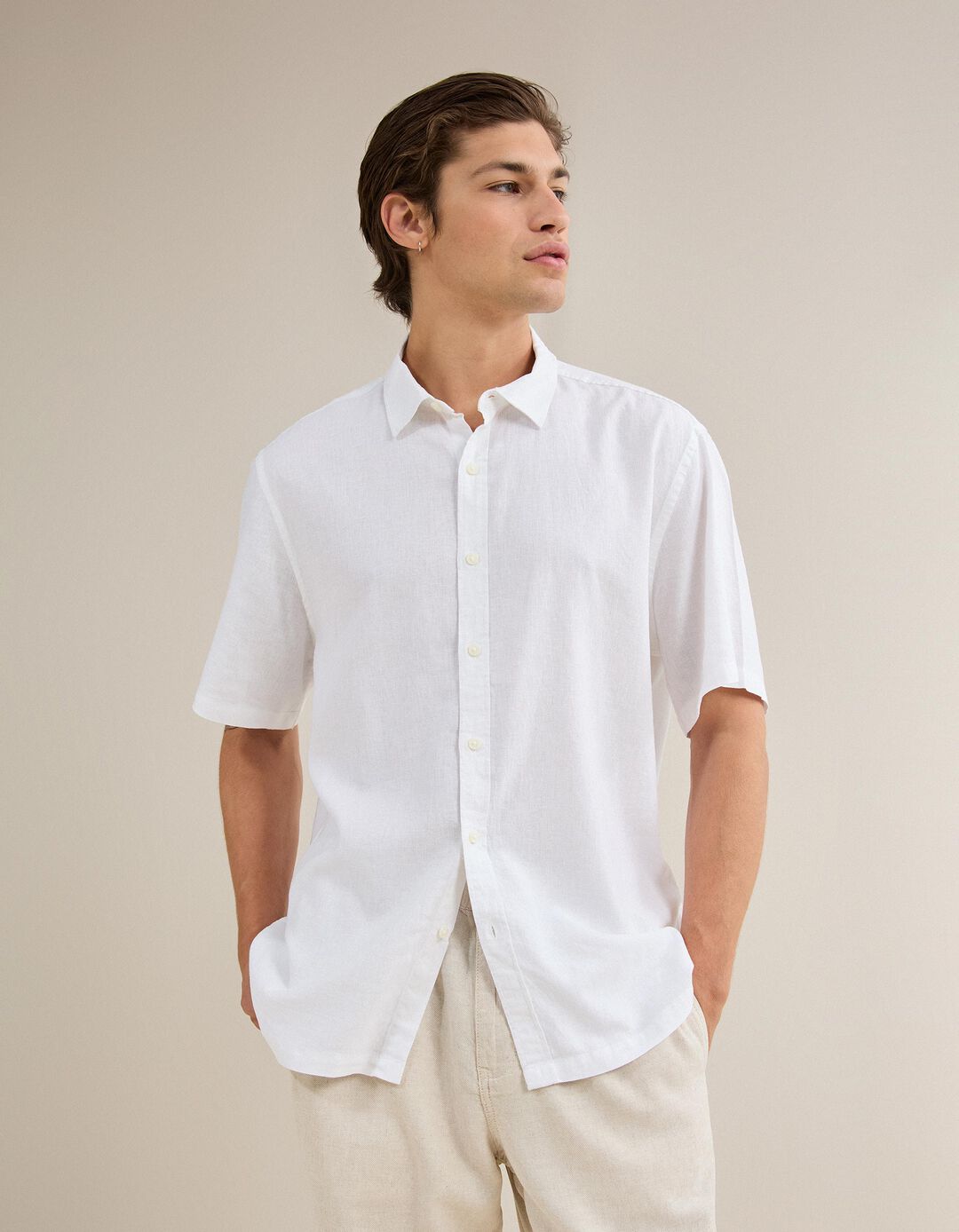 Camisa Com Linho, Homem, Branco
