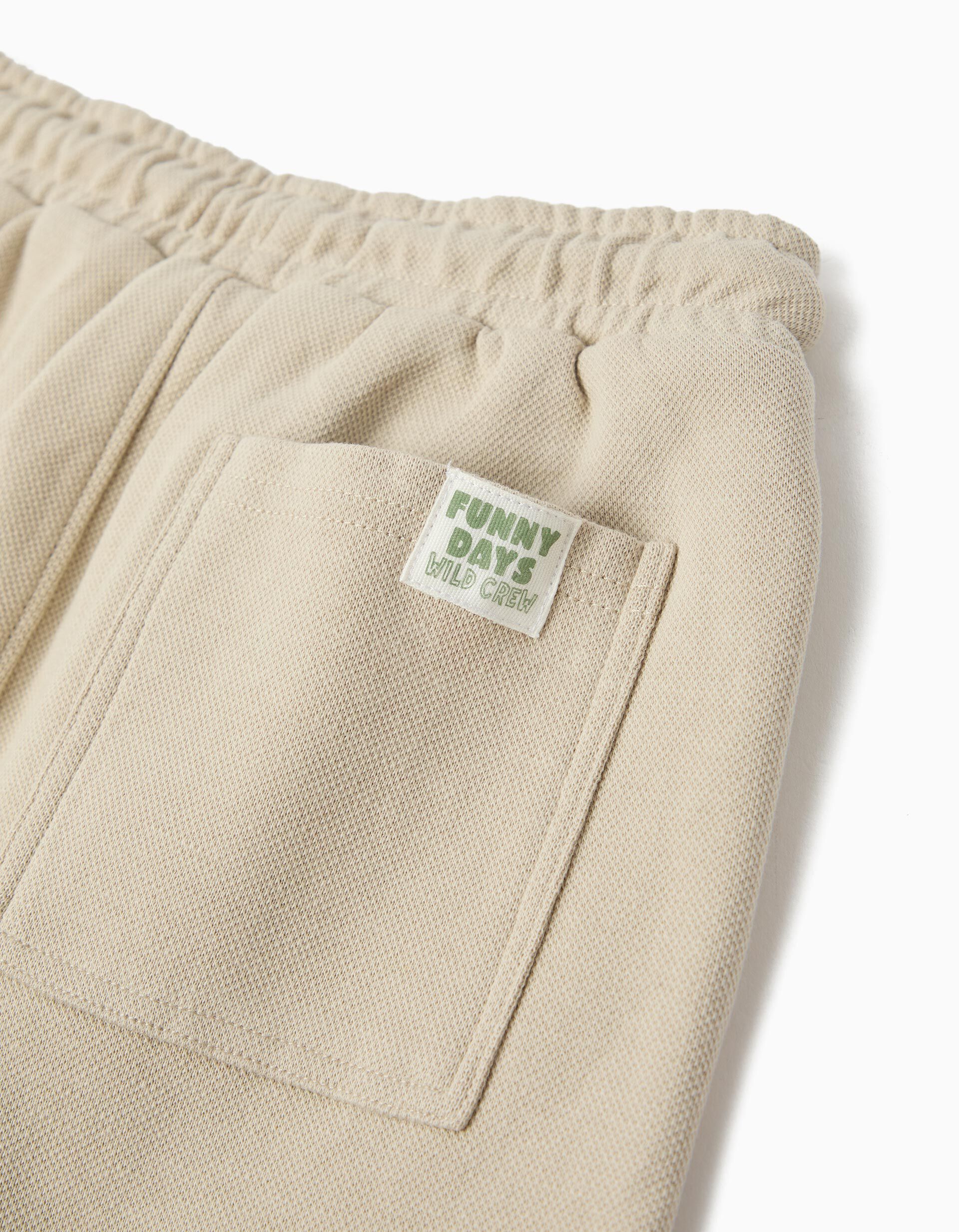 Comprar Online Cal&ccedil;&otilde;es de Felpa Texturizados, Menino, Bege Claro
