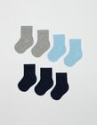 7 Pairs Plain Socks, Babies, Blue/ Grey