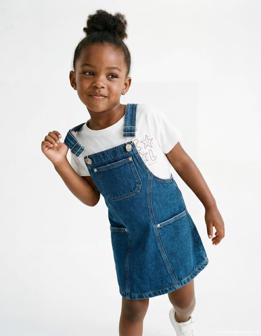 Comprar Online Saia Jardineira, Menina, Azul 