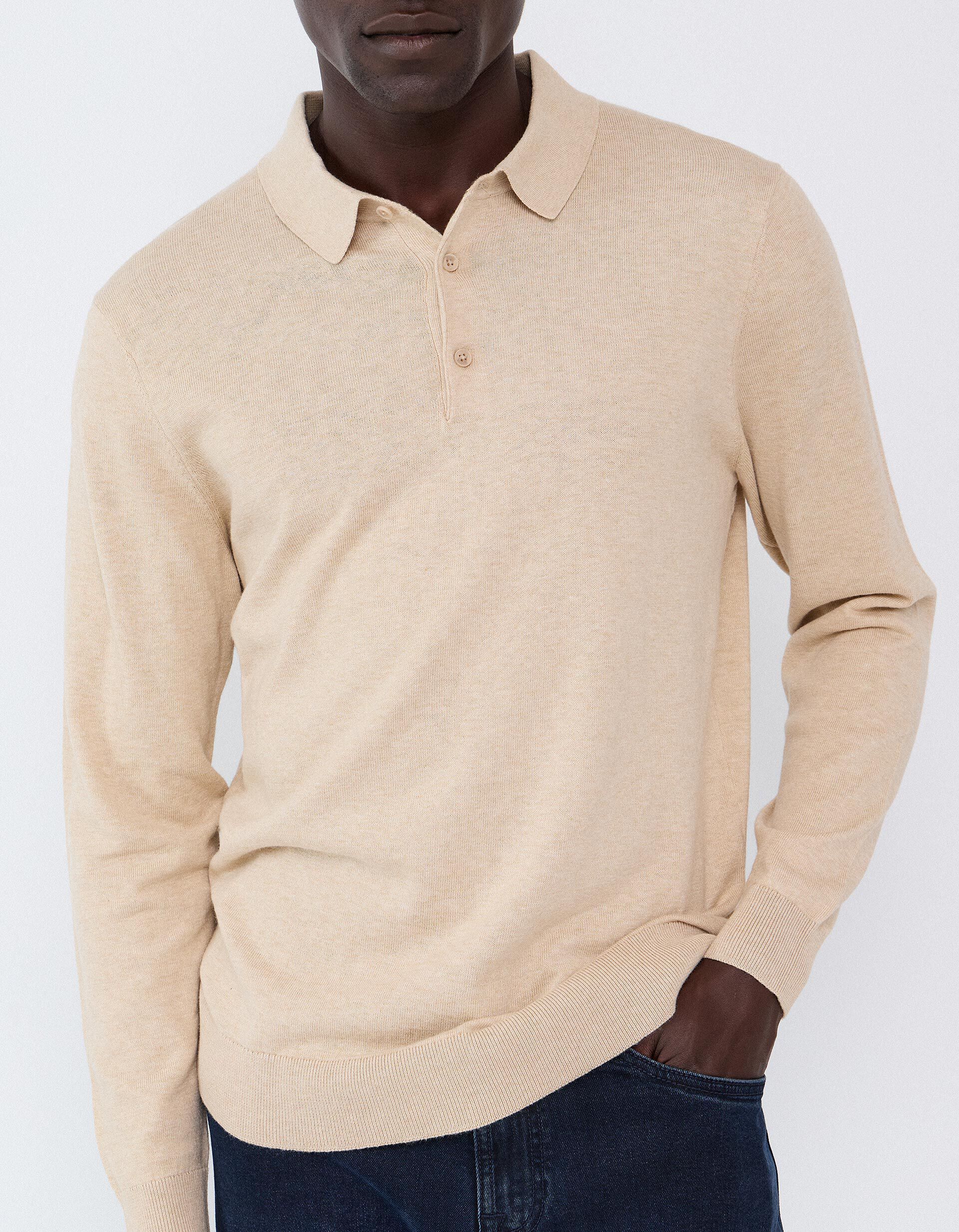 Comprar Online Polo De Malha Com Caxemira, Homem, Bege Claro