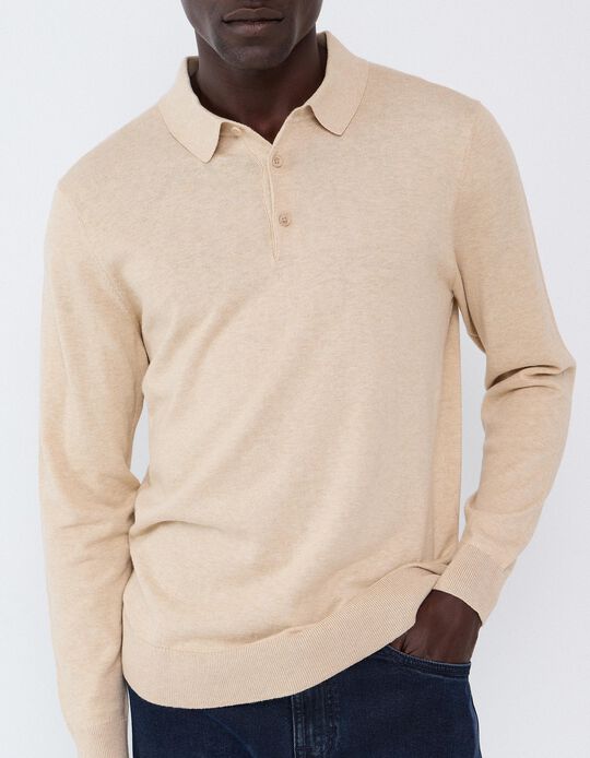 Comprar Online Polo De Malha Com Caxemira, Homem, Bege Claro