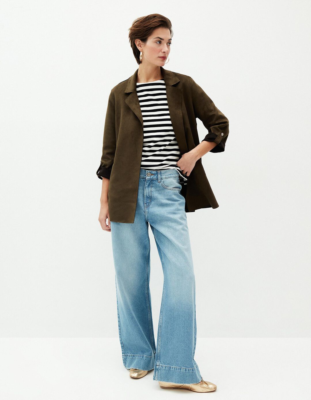 Blazer Efeito Camurça, Mulher, Verde