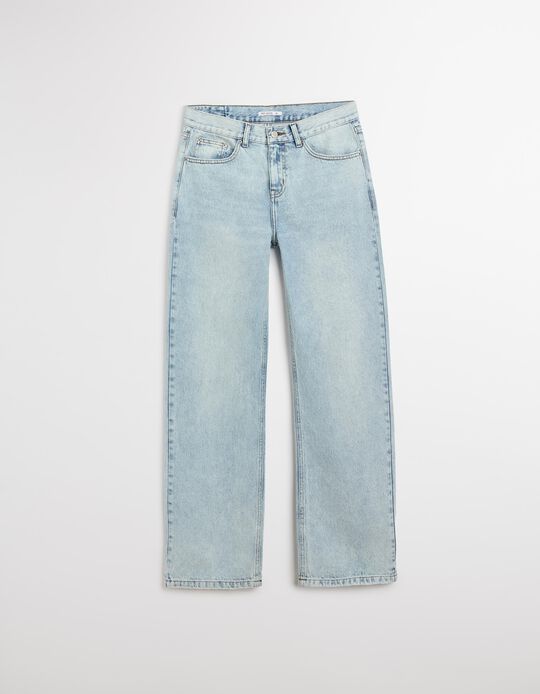 Comprar Online Calças de Ganga Wide Leg, Mulher, Azul Claro 