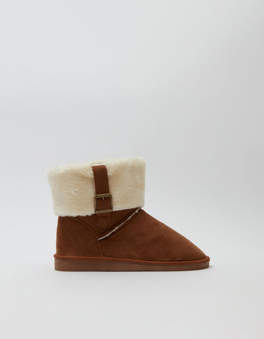 Fur Boots, Women, Brown/White